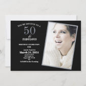 シルバーとグレー50thと素晴らしい誕生日パーティー 招待状 (正面)