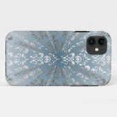 シルバーとグレー/ブルーのダマスク Case-Mate iPhoneケース (裏面(横))