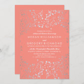 シルバーとコーラルのベイビーズブレス・リハーサルディナー 招待状 (正面/裏面)