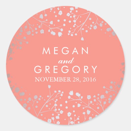 シルバーとコーラルベビー結婚ズの息 ラウンドシール (正面)