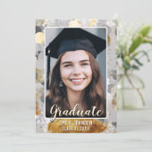 シルバーとゴールデンフォイルの紙吹雪卒業 招待状 (スタンド正面)