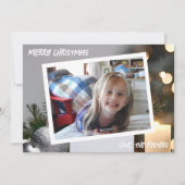 シルバーとゴールドのクリスマスツリー写真 ホリデー シーズンカード (正面)