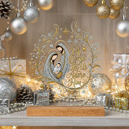 シルバーとゴールドのクリスマスプレゼント アクリルサイン