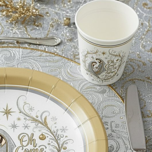 シルバーとゴールドのクリスマスプレゼント 紙コップ