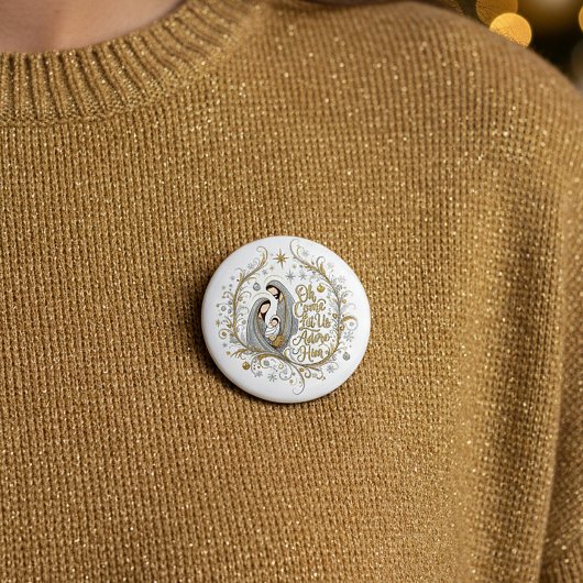 シルバーとゴールドのクリスマスプレゼント 缶バッジ