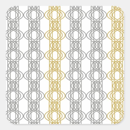シルバーとゴールドのパターン スクエア ステッカー (正面)