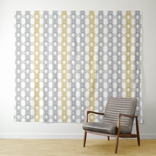 シルバーとゴールドのパターン タペストリー (インサイチュ(横))