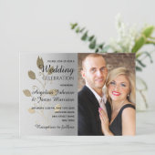シルバーとゴールドの写真 ウェディング 招待状 (スタンド正面)