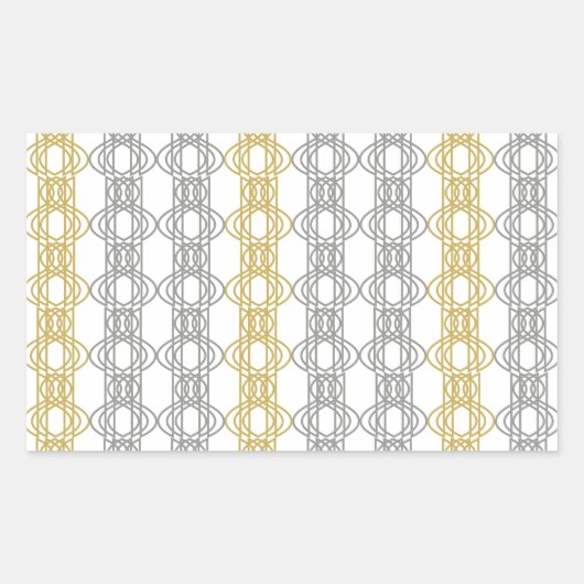シルバーとゴールドの模様の長方形ステッカー 長方形シール (正面)