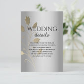 シルバーとゴールドの箔押し花柄 ウェディング詳細カード 招待状 (スタンド正面)