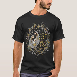 シルバーとゴールドの華麗なキリスト降誕の友　レトロ Tシャツ