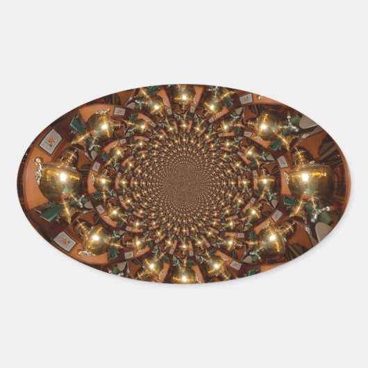 シルバーとゴールドエレガントな茶文化 – ヴィンテージサモフ 楕円形シール (正面)