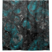 シルバーとターコイズストーン抽象芸術 シャワーカーテン (正面)