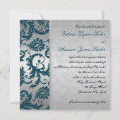 シルバーとターコイズ ダマスクII ウェディング招待状 招待状 (裏面)
