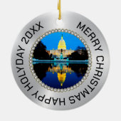 シルバーとダイヤモンドの写真フレームUS Capital セラミックオーナメント (裏面)