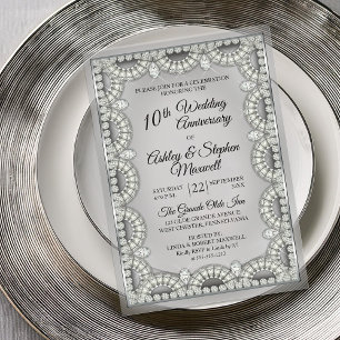 シルバーとダイヤモンドの結婚10周年記念パーティー アクリル招待状
