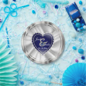 シルバーとダークブルー結婚の記念日 ペーパープレート (パーティー)