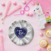 シルバーとダークブルー結婚の記念日 ペーパープレート (パーティー)