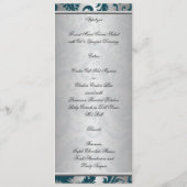 シルバーとティール(緑がかった色)ダマスク結婚IIのメニューカード メニュー (裏面)