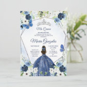 シルバーとネイビーのメキシコ人少女スウィート16th 招待状 (スタンド正面)