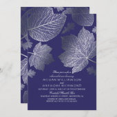 シルバーとネイビー離れ秋リハーサルディナー 招待状 (正面/裏面)