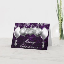 シルバーとパープルのクリスマスバウブルのオーナメント シーズンカード