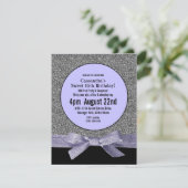 シルバーとパープルのグリッターガーリーパーティー 招待状 (スタンド正面)