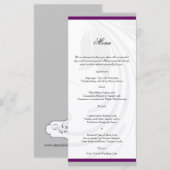 シルバーとパープルのフローラ結婚ハートのメニュー メニュー (正面/裏面)