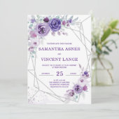 シルバーとパープルの結婚式招待状 招待状 (スタンド正面)
