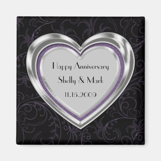 シルバーとパープルの記念日 マグネット (正面)