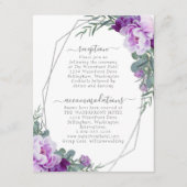 シルバーとパープルエレガントフローラの結婚詳細 エンクロージャーカード (正面)