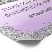 シルバーとパープルオースナップ結婚のハッシュタグプリント ポスター (角)