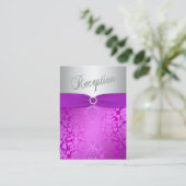 シルバーとパープルダマスクこうもりMitzvaエンクロージャカード エンクロージャーカード (スタンド正面)