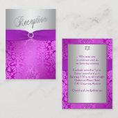 シルバーとパープルダマスクこうもりMitzvaエンクロージャカード エンクロージャーカード (正面/裏面)