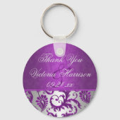 シルバーとパープルダマスクII結婚式の引き出物キーチェーン キーホルダー (正面)