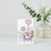 シルバーとパープルモノグラムバルーンガール 名刺 (スタンド正面)