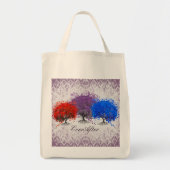 シルバーとパープル渦巻形のロマンチックハートの葉樹 トートバッグ (正面)