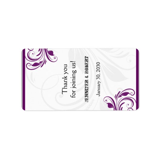 シルバーとパープル結婚フローラのリップバールラベル ラベル (正面)