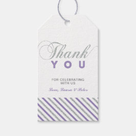 シルバーとパープル |パーティモダンーの好意ありがとうラベル ギフトタグ