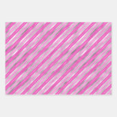シルバーとピンクのストライプ ラッピングペーパーシート (正面3)