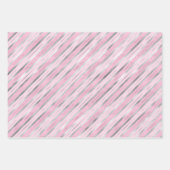 シルバーとピンクのストライプ ラッピングペーパーシート (正面2)