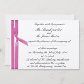 シルバーとピンクのリボンメタリック招待状 招待状 (正面)