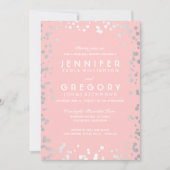 シルバーとピンクの紙吹雪ヴィンテージリハーサルディナー 招待状 (正面)