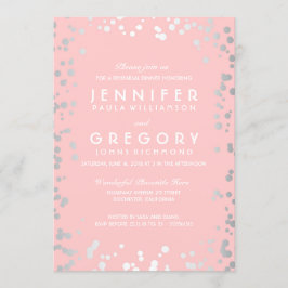 シルバーとピンクの紙吹雪ヴィンテージリハーサルディナー 招待状