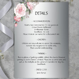 シルバーとピンクローズ結婚の詳細 エンクロージャーカード