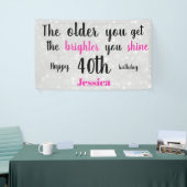 シルバーとピンク40歳の誕生日パーソナライズされた 横断幕 (トレードショー)