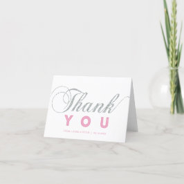 シルバーとピンク |シックモダンパーティーお礼 サンキューカード