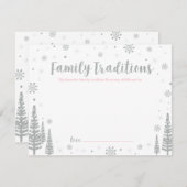 シルバーとピンク |家族の伝統ベビーシャワーゲーム アドバイスカード (正面/裏面)