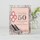 シルバーとピーチの50歳の誕生日パーティーの招待状 招待状 (スタンド正面)