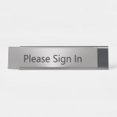 シルバーとブラックでサインイン デスクネームプレート (正面)